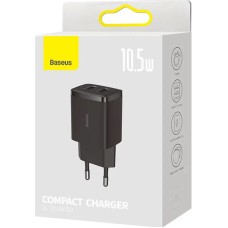 Адаптер Baseus Compact 10.5W 2A (2USB) (Чорний) CCXJ010201