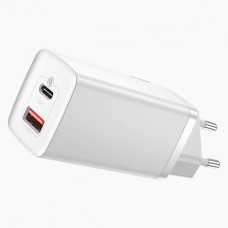 СЗУ-адаптер Baseus GaN2 Lite 65W (1USB / 1Type-C) (Белый) CCGAN2L-B02