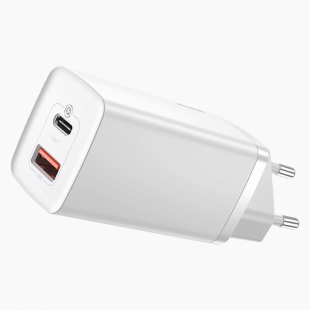 Baseus GaN2 Lite 65W Charger Adapter (1USB / 1Type-C) (White) CCGAN2L-B02 Baseus GaN2 Lite 65W Charger Adapter (1USB / 1Type-C) (White) CCGAN2L-B02