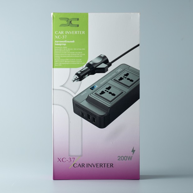Автомобильный инвертор DC XC-37 200W (2EU / 2USB / PD) (Чёрный) D