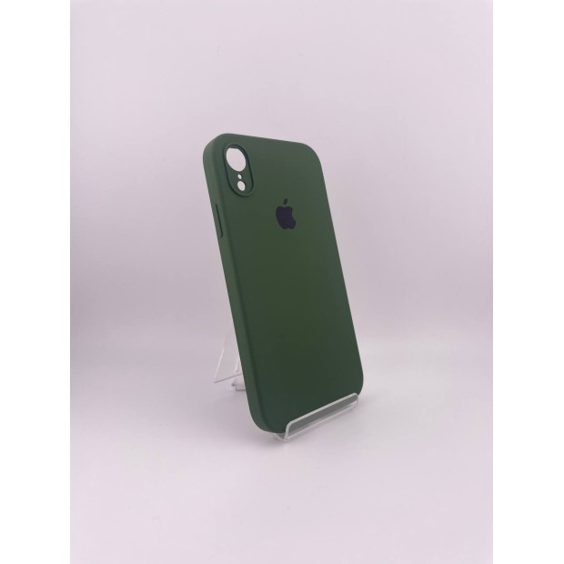 Оригінальний чохол із силікону квадратної форми RoundCam для Apple iPhone XR (73) Лісовий Зелений.