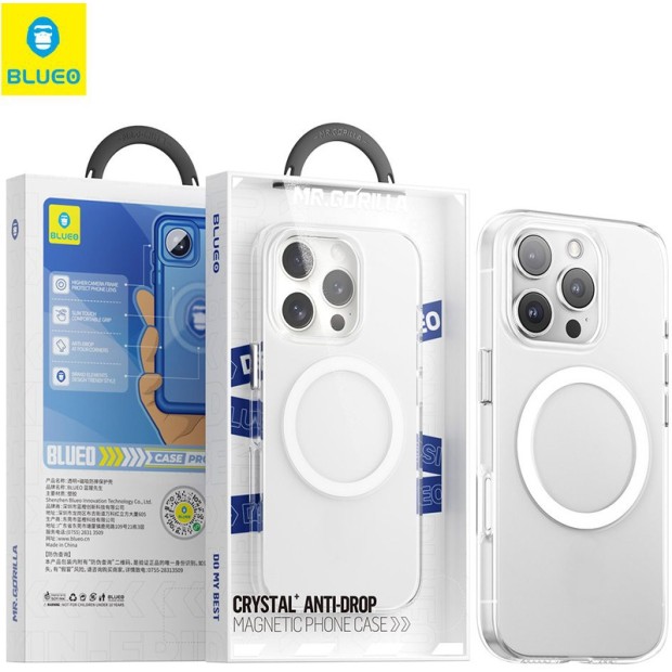 Чохол Blueo Crystal+ Anti-Drop MagSafe для Apple iPhone 16 (Прозорий)