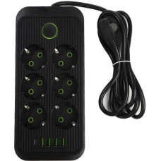 Мережевий подовжувач XoKo SP-6-4-2 (2м) (5USB  /  6 EU) (Чорний) XК-SP6-4-1-BK
