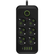 Сетевой удлинитель XoKo SP-6-4-2 (2m) (5USB / 6 EU) (Чёрный) XК-SP6-4-1-BK