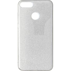 Сріблястий силіконовий чохол з глітером для Huawei Y9 (2018).