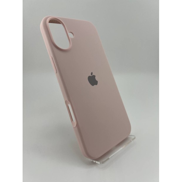 Силіконовий оригінальний чохол для Apple iPhone 16 Plus (76) кольору крейдяної рожевої.