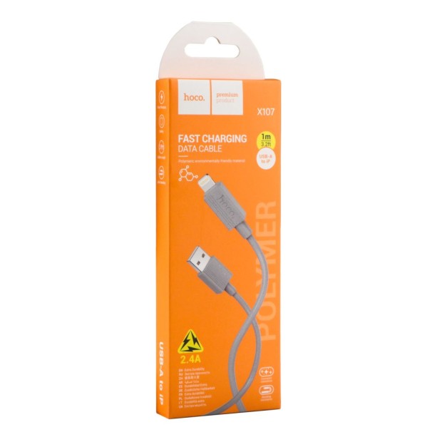 USB-кабель Hoco X107 2.4A (Lightning) (Сірий)