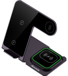 Бездротовий зарядний пристрій Proda Azeada Metal PD-W19 15W 3в1 (Чорний) PD-W19-..