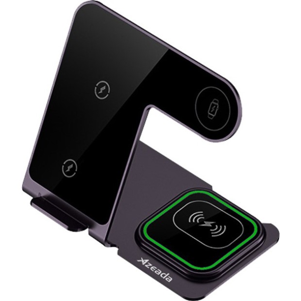 Бездротовий зарядний пристрій Proda Azeada Metal PD-W19 15W 3в1 (Чорний) PD-W19-BK