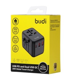 СЗУ-адаптер Budi M8J333 25W (1Type-C/2USB/EU) (Чёрный) U