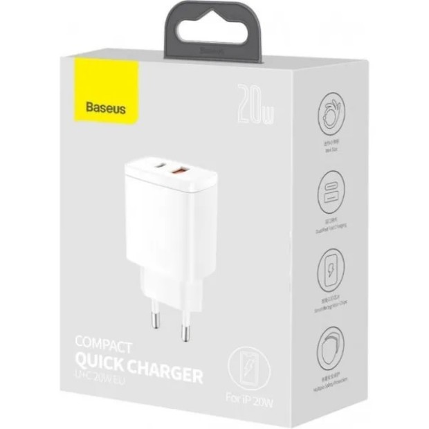 Walker WH-42 20W Power Adapter (1 USB / 1 Type-C) (White)