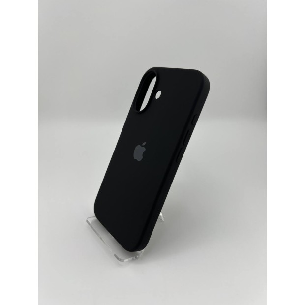 Оригінальний силіконовий чохол округлої форми для Apple iPhone 16 (07) Чорний