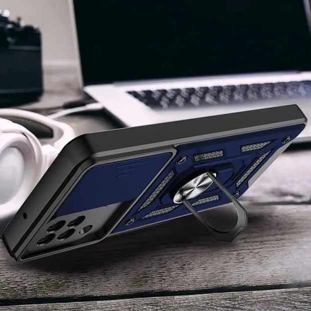 Чохол-бронь Ring Serge Armor Case Samsung Galaxy A22 4G  /  M32 (ShutCam) (Синій)