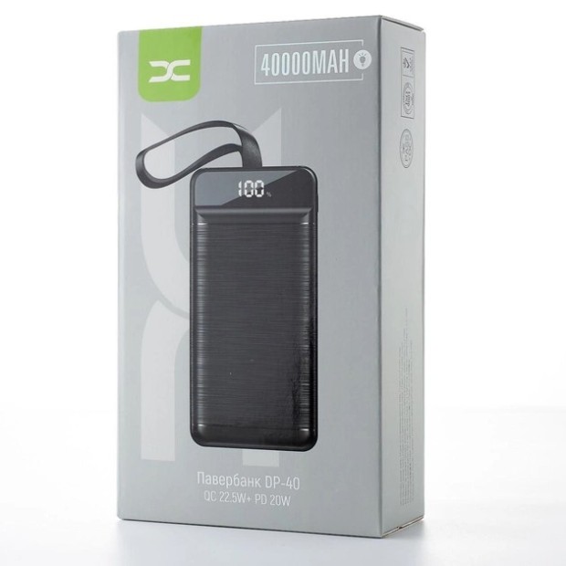 PowerBank DC DP-40 40000mAh 20W + 22.5W PD + QC (Чорний)