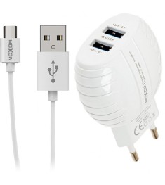 Зарядний пристрій MOXOM HC-02 + Type-C-кабель (Білий)