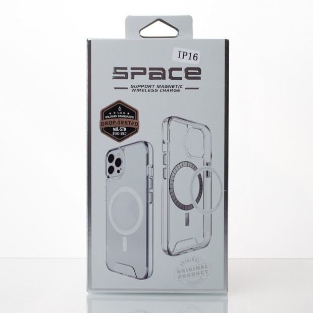 Силикон Space Case MagSafe Apple iPhone 16 Plus (Прозрачный)