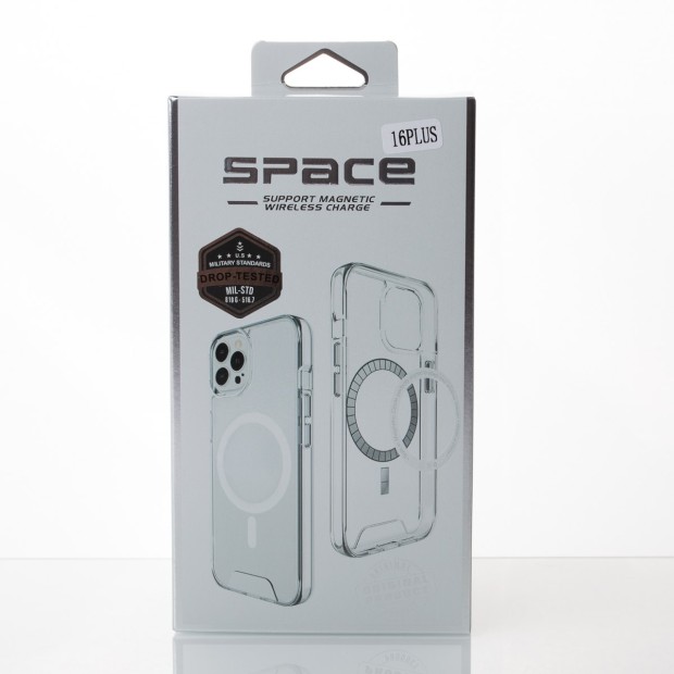 Силіконовий чохол Space Case MagSafe для Apple iPhone 16 Plus (Прозорий)