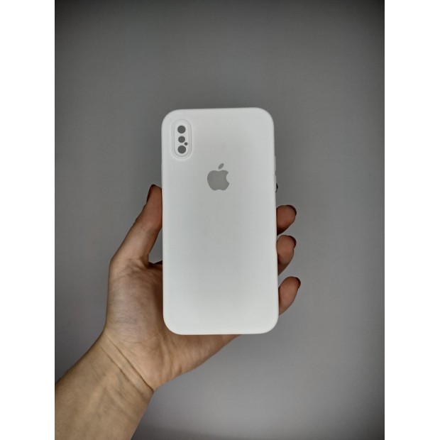 Силіконовий чохол Original Square RoundCam для Apple iPhone X  /  XS (06) білий