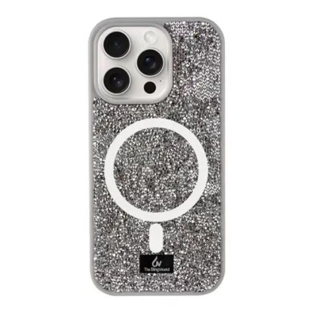 Чехол Bling World Rock Diamond MagSafe iPhone 16 Pro Max (Grey)