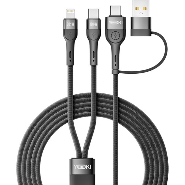USB-кабель YOKI UNIVERSE YK-UN91 100W (1.2m) (Type-C / USB - Type-C / Lightning) (Чёрный)