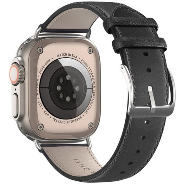 Ремінець Dux Leather для Apple Watch 42  /  44  /  45  /  49 мм (Чорний)