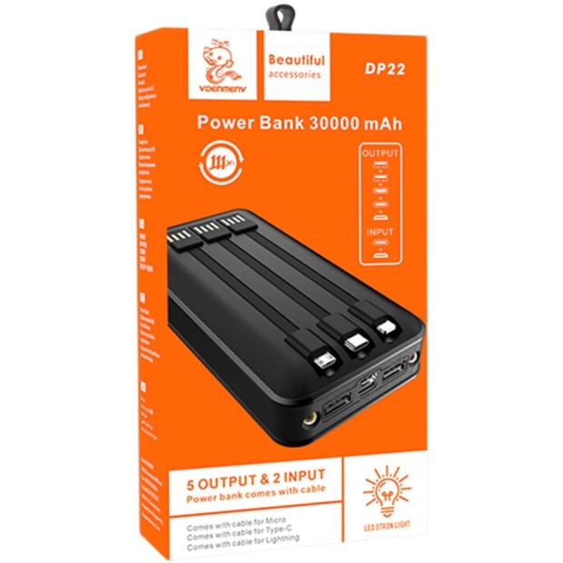 PowerBank Denmen DP22 30000мАг 2.1A (Чорний)