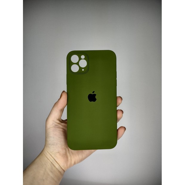 Силіконовий чохол Original Square RoundCam для Apple iPhone 11 Pro Max (46) Глибокий Зелений