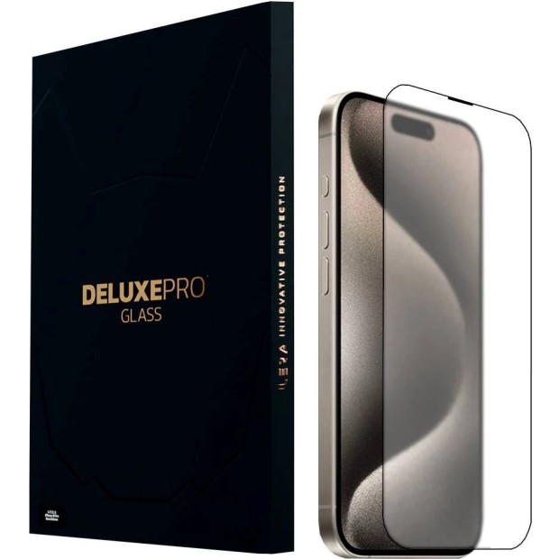 Захисне скло iLera Deluxe Frosted для Apple iPhone 15 Pro Max (Чорне) iLFrDL15PrMx