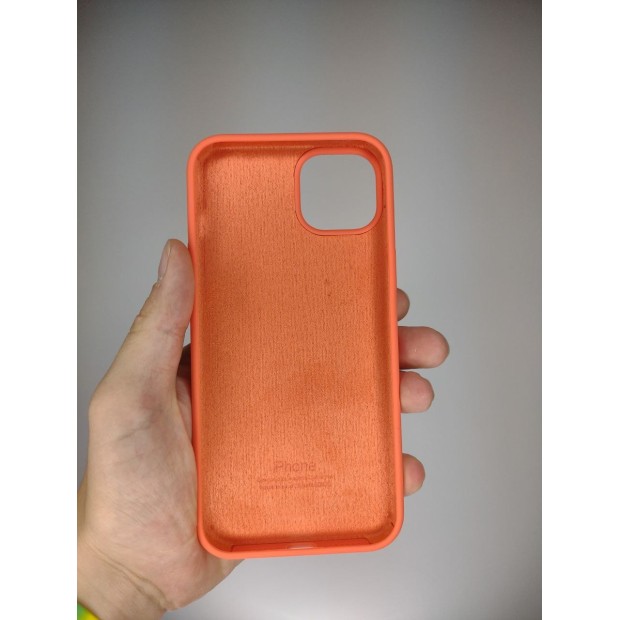 Силіконовий оригінальний чохол круглої форми для Apple iPhone 15 Plus (Абрикосовий)