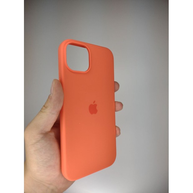 Силіконовий оригінальний чохол круглої форми для Apple iPhone 15 Plus (Абрикосовий)