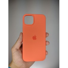 Силіконовий оригінальний чохол круглої форми для Apple iPhone 15 Plus (Абрикосовий)