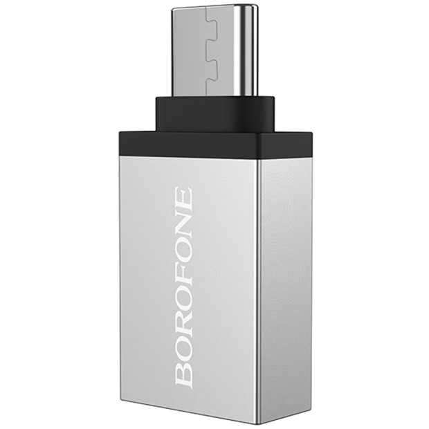 OTG-перехідник Borofone BV3 (USB - Type-C) (Сталевий) (Знижка) (1 Категорія)