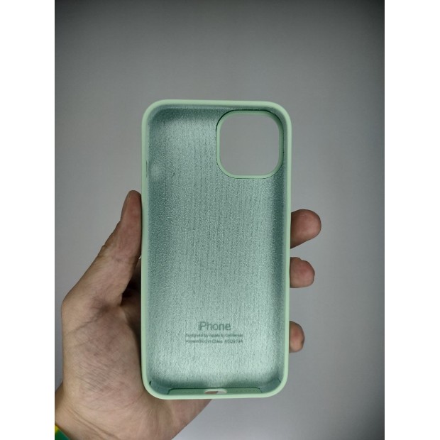 Силіконовий оригінальний чохол круглої форми для Apple iPhone 14 (фісташковий)