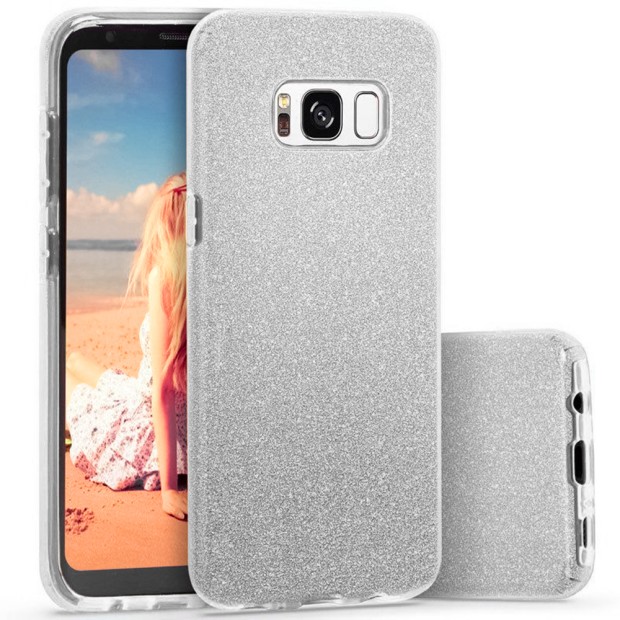 Силіконовий чохол з блискітками для Samsung Galaxy S8 Plus (Сріблястий)