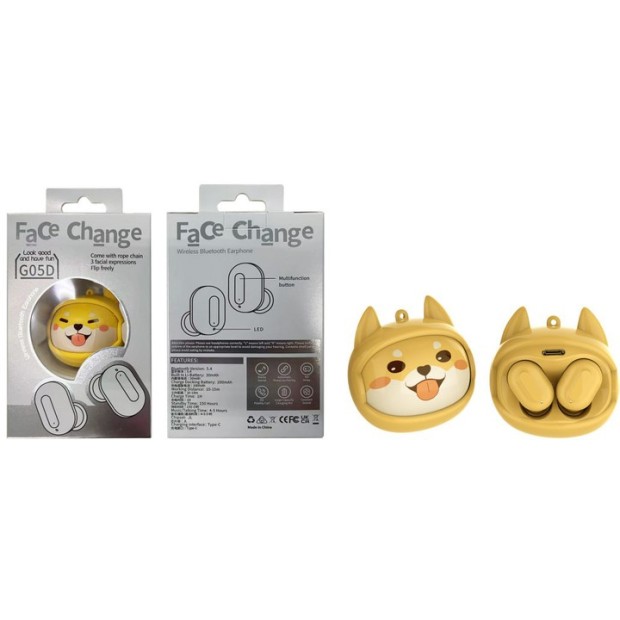 Беспроводные наушники-гарнитура вакуумные XoKo G05-face changing (Yellow) G05-YEL