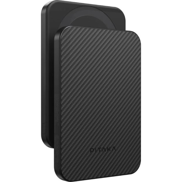Беспроводной аккумулятор Pitaka Aramid Fiber Magnetic Qi2 10000 mAh (Black/Grey)