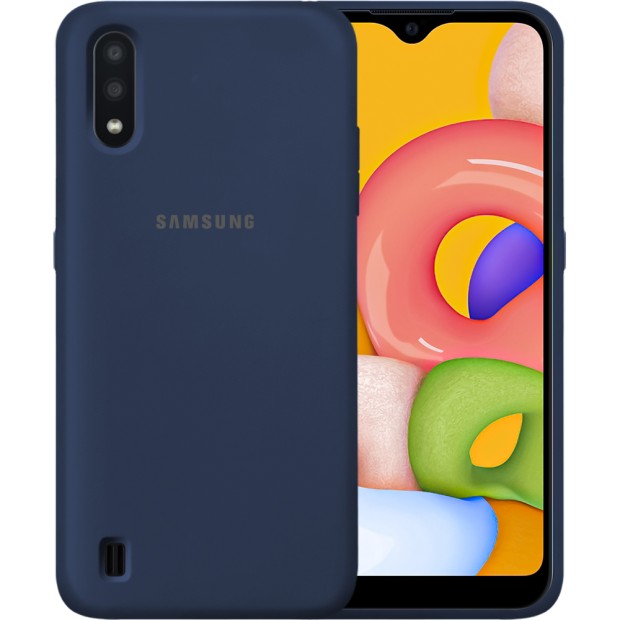 Силикон Original 360 Case Logo Samsung Galaxy A01 (2020) (Темно-синий)