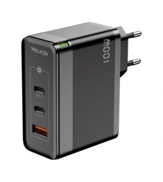 Вживаний адаптер Walker WH-47 100W GAN (1USB  /  2Type-C) (Чорний) (Уцінка) (2 К..