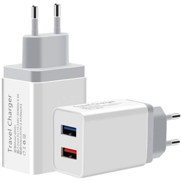 Мережевий адаптер XoKo WC-210 2.4A (2USB) (Білий) WC-210-WH (Уцінка) (Категорія 1)