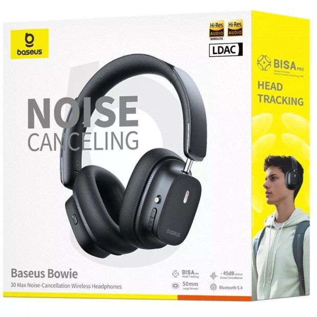 Бездротові накладні навушники-гарнітура Baseus Bowie 30 Max (Чорні)