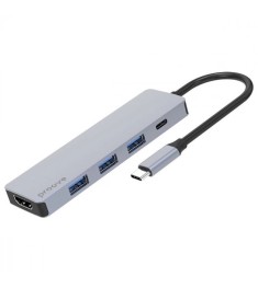 Перехідник USB HUB Proove Iron Link 5-в-1 (Type-C) (1 Type-C /  3 USB 3.0 /  1 H..