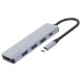 Перехідник USB HUB Proove Iron Link 5-в-1 (Type-C) (1 Type-C /  3 USB 3.0 /  1 HDMI) (Сріблястий)