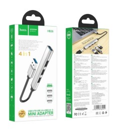 Перехідник USB HUB Hoco HB26 Adapter (1USB 2.0 to 1USB 3.0 / 3USB 2.0)