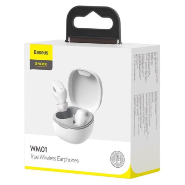 Бездротові навушники-гарнітура вакуумні Baseus Bowie Encok WM01 (Білі) NGTW370002