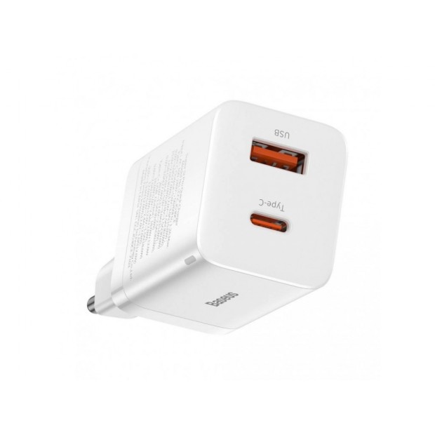 СЗУ-адаптер Baseus Super Si Pro 30W (1Type-C / 1USB) (Белый) CCSUPP-E02