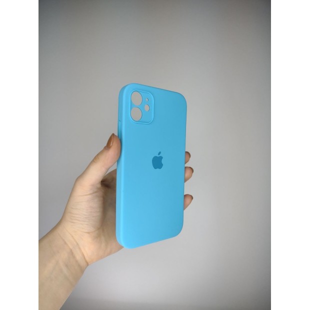 Силіконовий оригінальний квадратний круглий чохол для Apple iPhone 11 (20) синій
