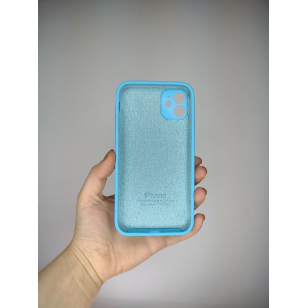 Силіконовий оригінальний квадратний круглий чохол для Apple iPhone 11 (20) синій