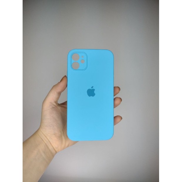 Силіконовий оригінальний квадратний круглий чохол для Apple iPhone 11 (20) синій