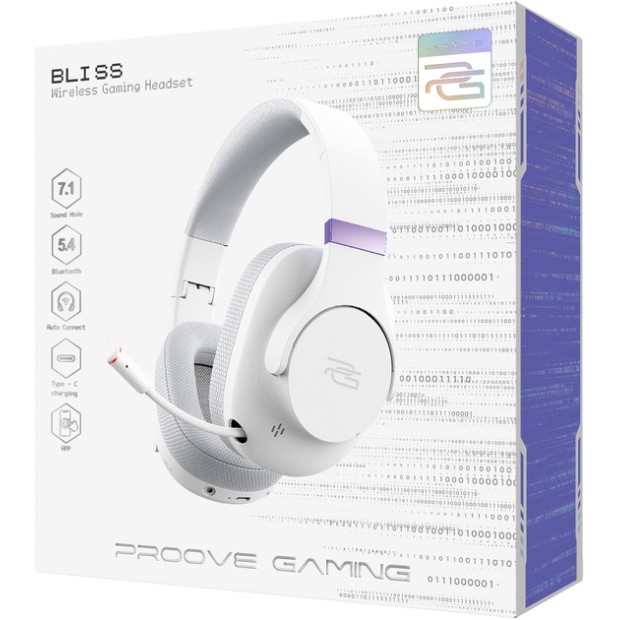 Бездротові ігрові накладні навушники-гарнітура Proove Gaming Bliss (Білий) GHBL00010002