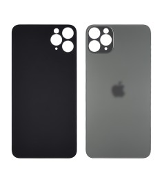 Заднє скло корпусу Apple iPhone 11 Pro Max Space Grey (темно-сіре) (Big hole)